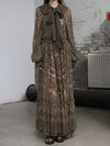 INTO THE EAST 25 Autumn/Winter Lotus Collar Silk Print Ribbon Dress ITE-E1DGAW016GR21DS-LV Green